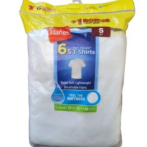 Hanes boys short sleeve white t-shirts 6 pack Wardrobe basics size 6/7 (small)